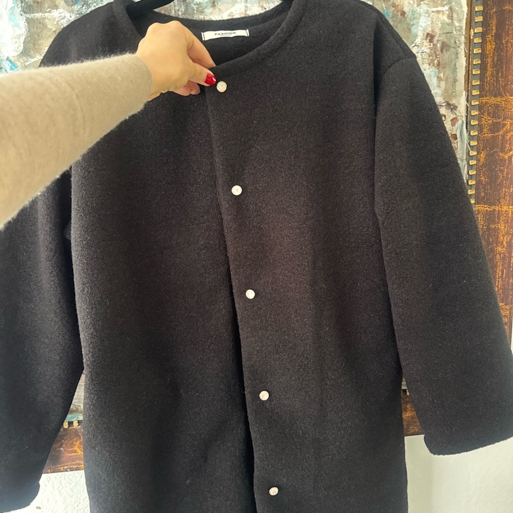 Black Button-Up Coat - image 2